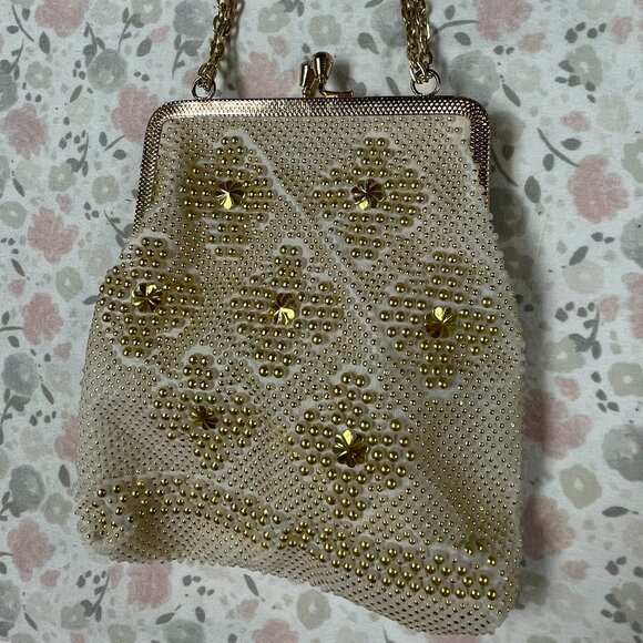 Mister Ernest Handbag - Gold colored beading, Made in Hong Kong - Picture 1 of 12